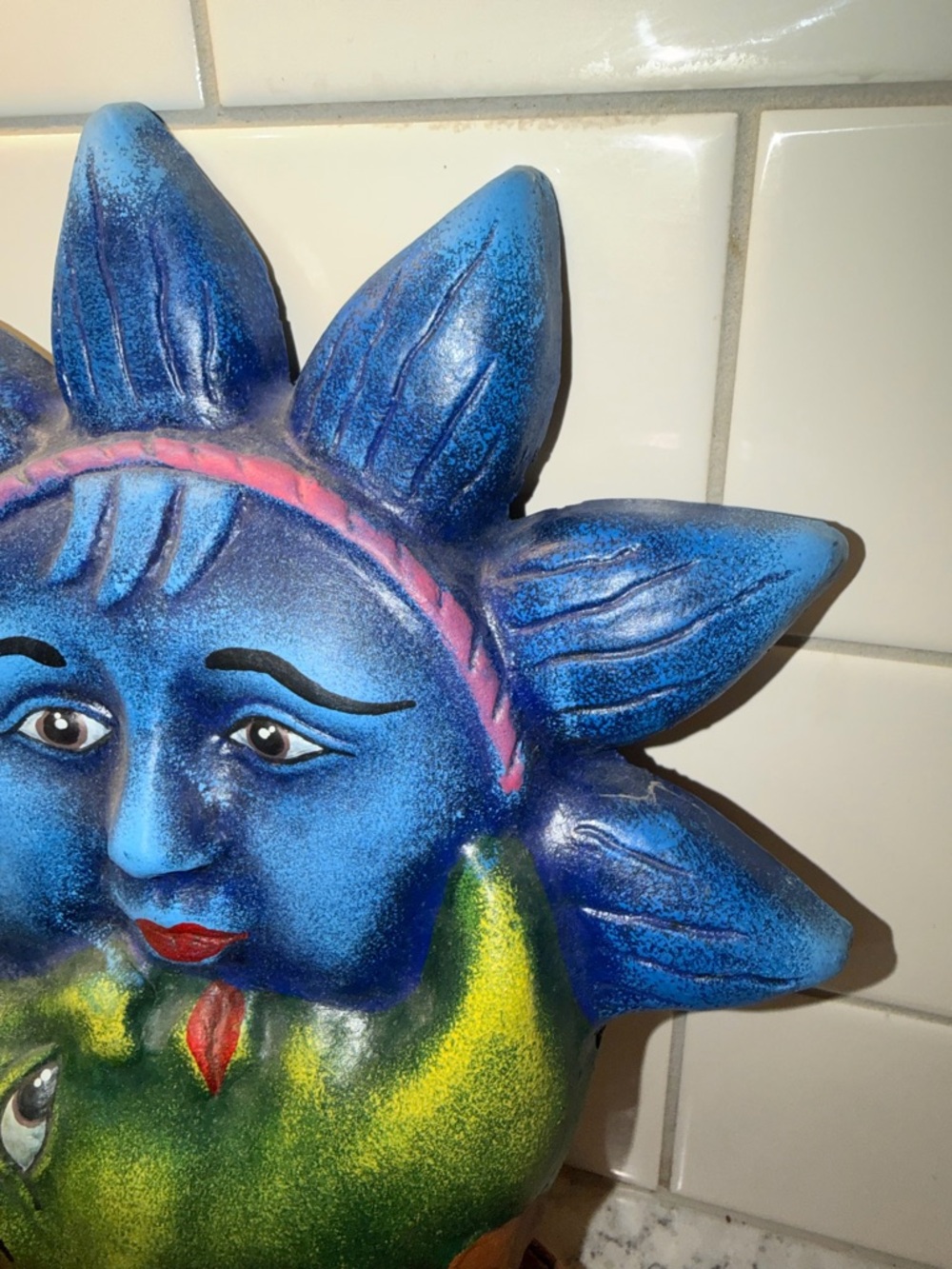 Blue Sun and Green Moon Ceramic Wall Art - Decorative Home Accent - Picture 3 of 8